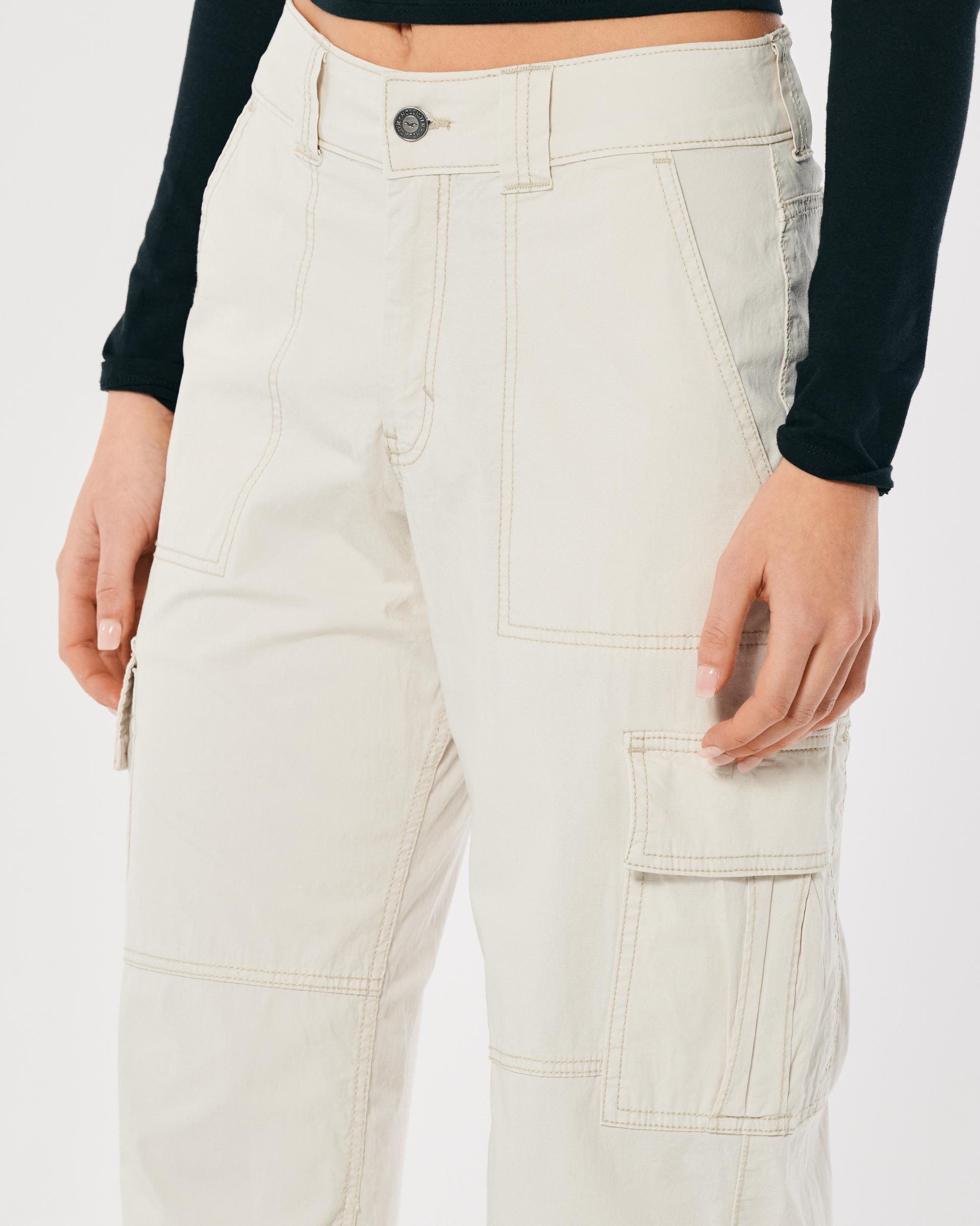 High-Rise Poplin Baggy Cargo Pants Product Image