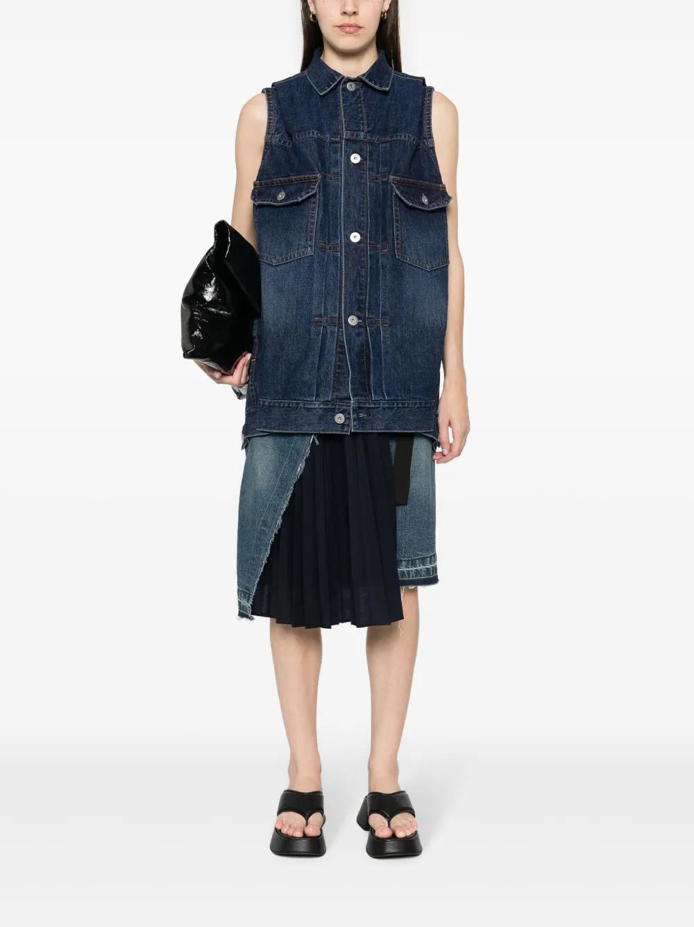 SACAI Cocoon Denim Mini Vest Dress In Blue Product Image