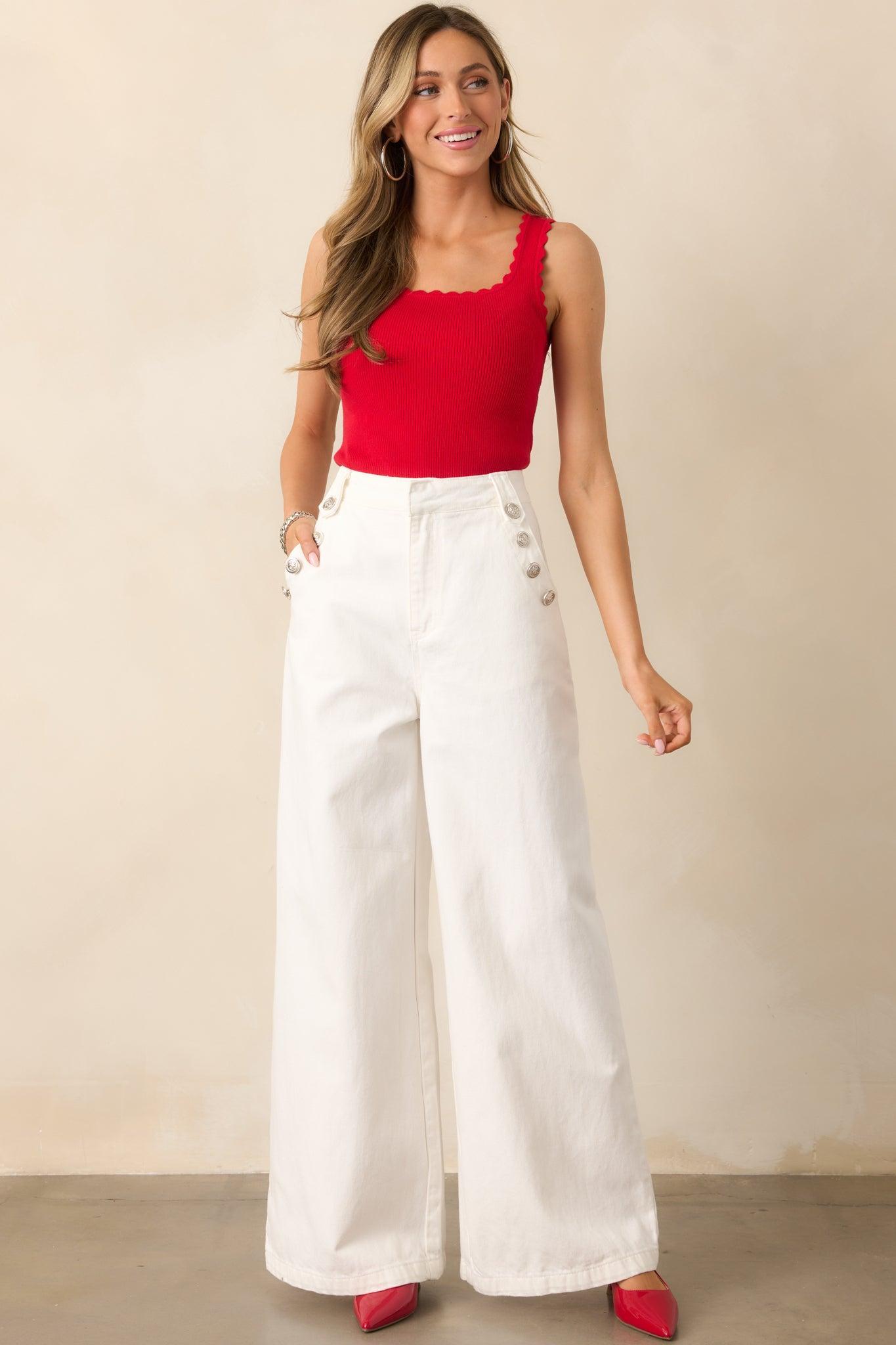 Shopping Day White Wide Leg Jeans Product Image