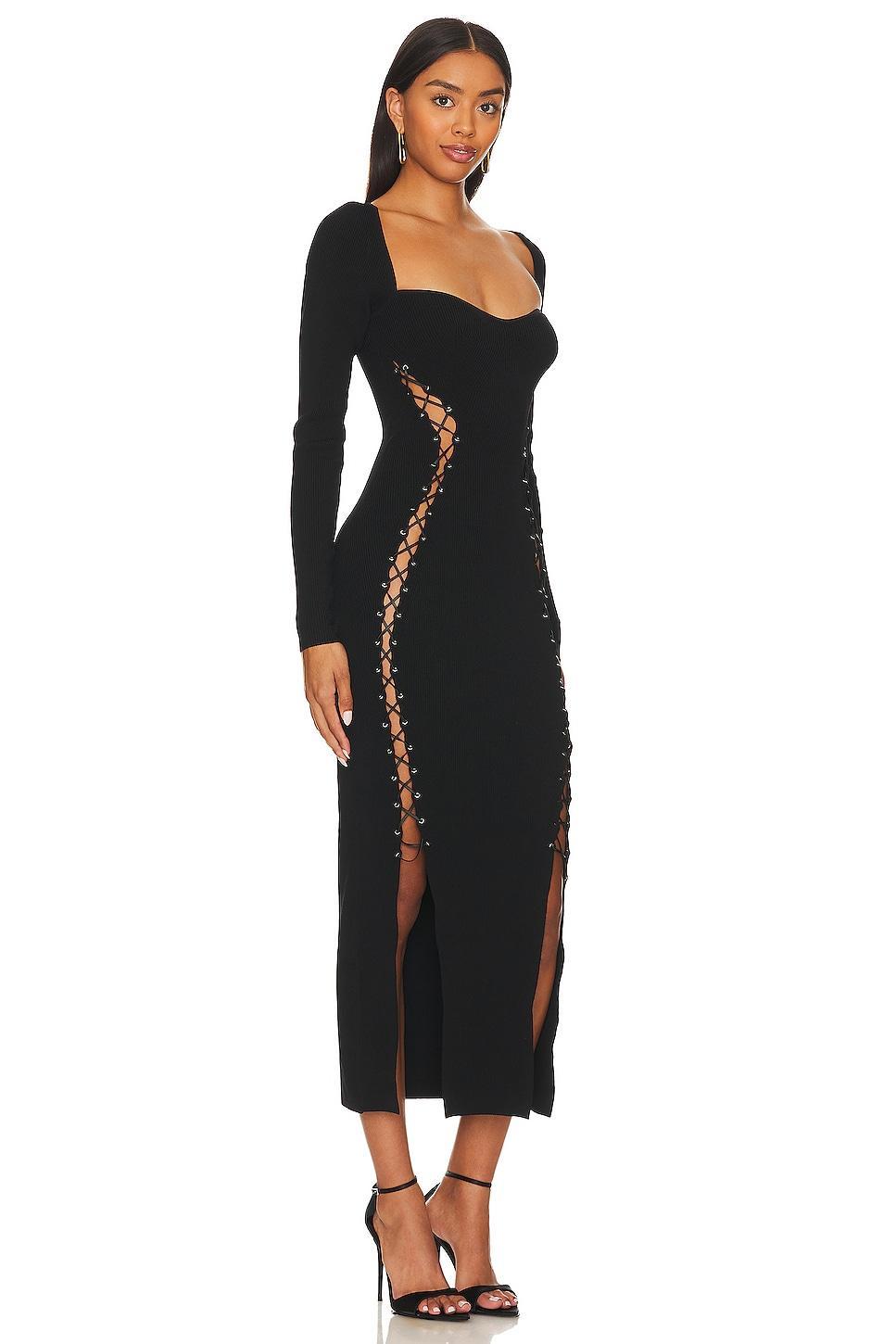 Arna Long Sleeve Lace Up Midi Dress NICHOLAS Product Image