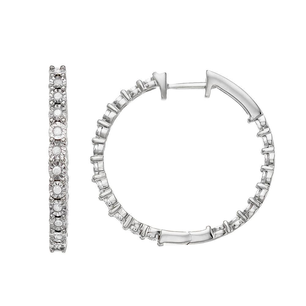 Diamond Brilliance 1/4 Carat T.W. Diamond Hoop Earrings, Women's, Sterling Silver Product Image