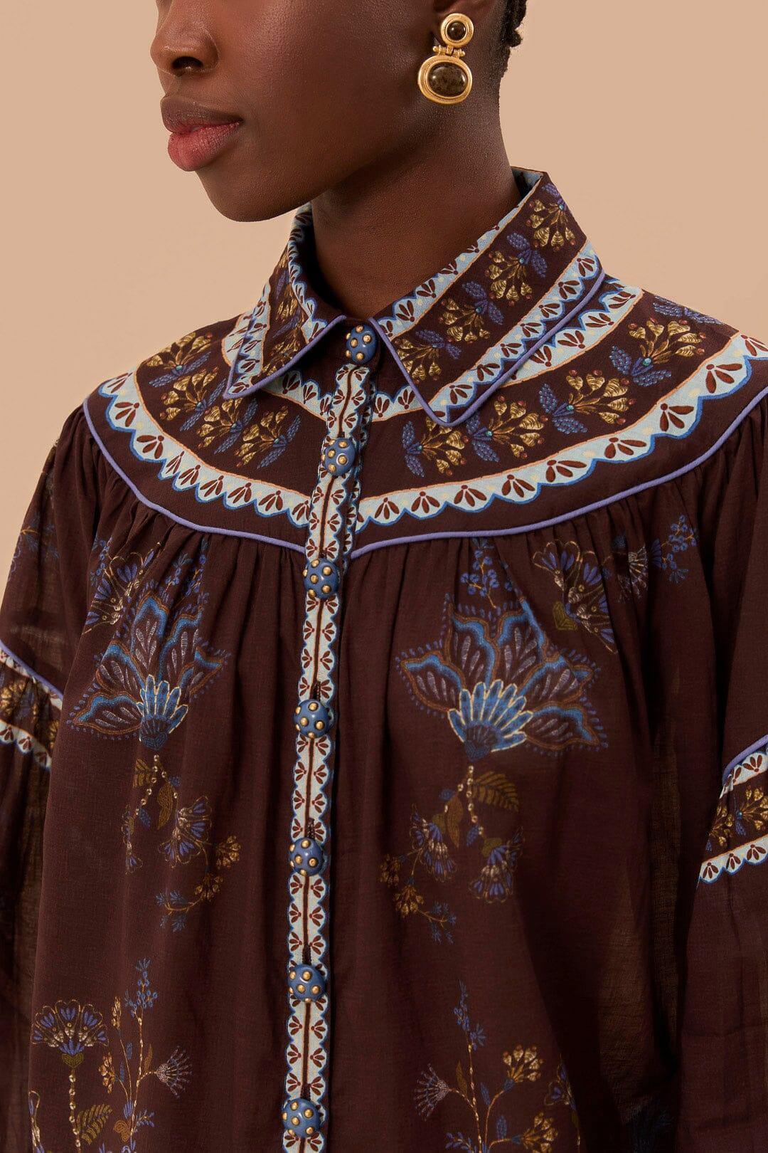 Brown Embroidered Garden Blouse Product Image