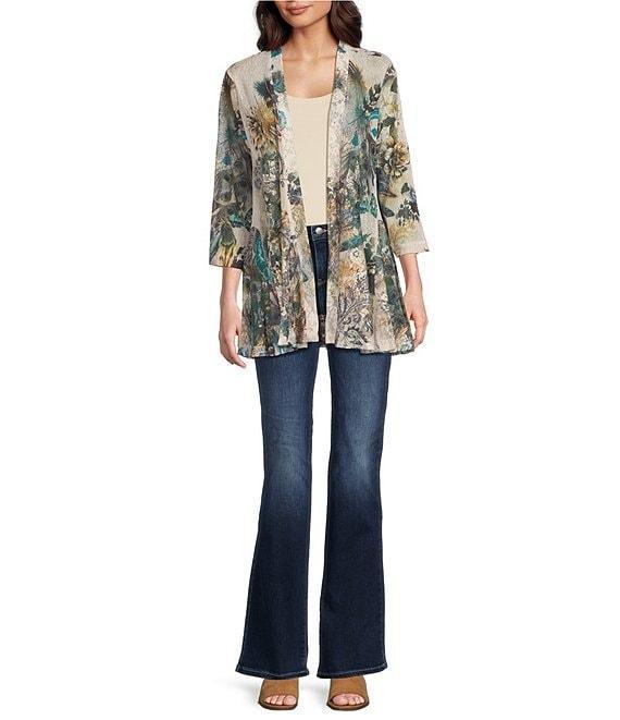 Ali Miles Printed Open Front 3/4 Sleeve Kimono Product Image