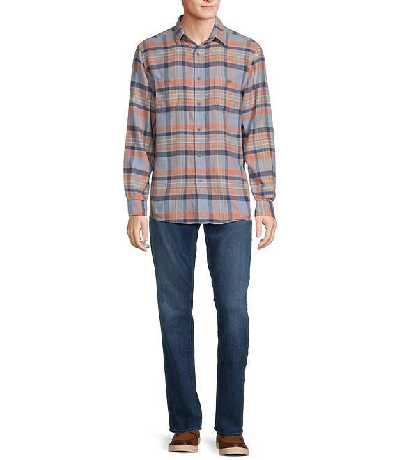 Rowm Long Sleeve Medium Plaid Slub Button Front Woven Shirt Product Image