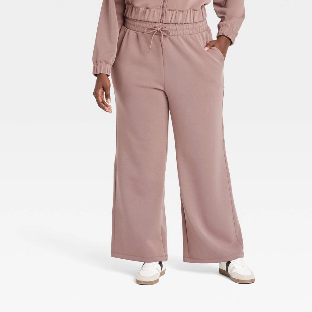 Women's Airy Sleek High-Rise Wide Leg Sweatpants - All In Motion™ Light Brown M Product Image