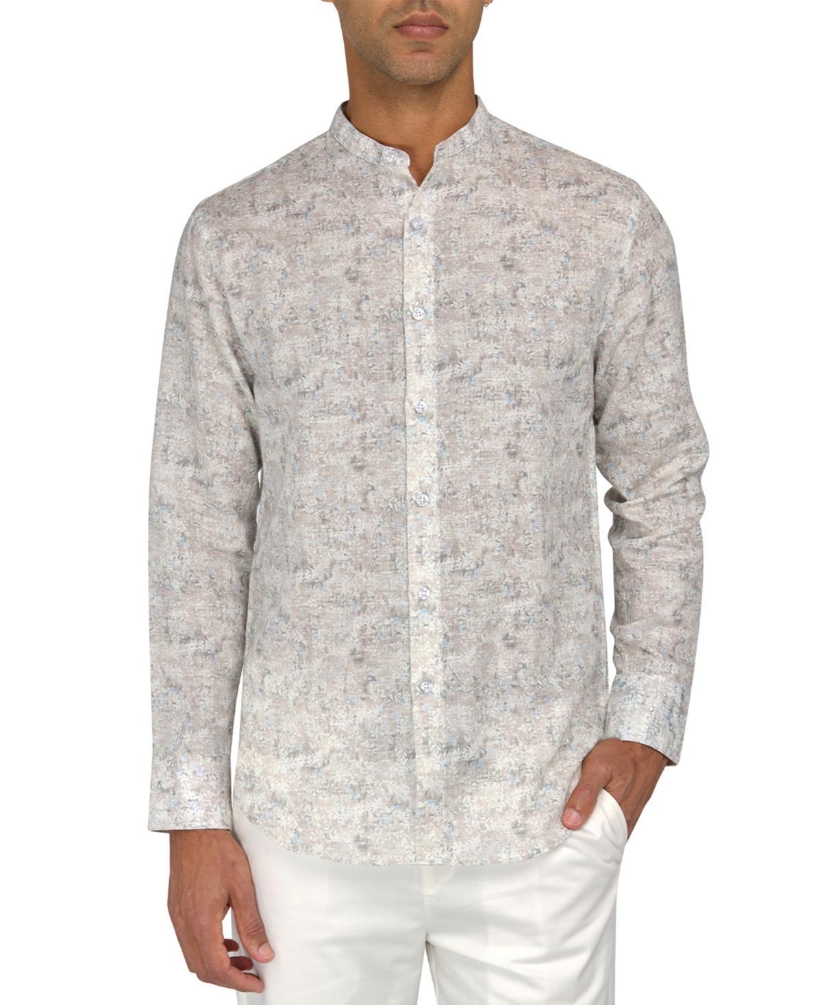 Brooklyn Brigade Mens Moisture-Wicking Abstract leaf-Print Button-Down Mandarin Shirt Product Image