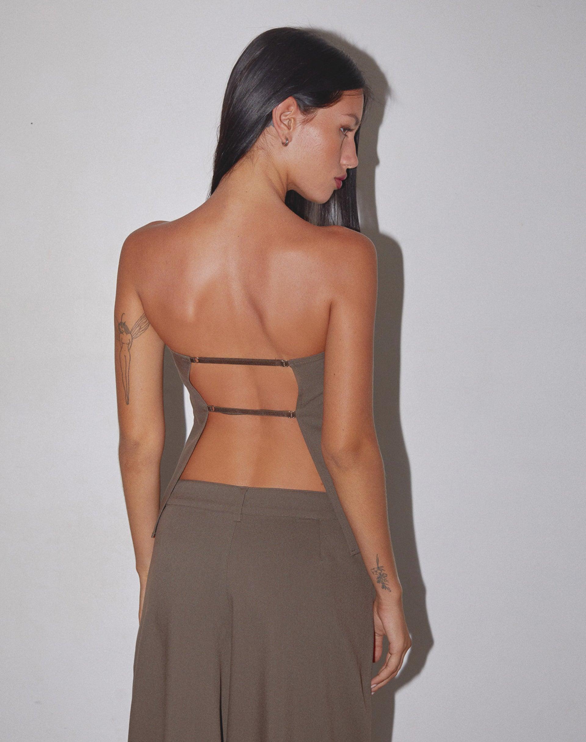 Mairi Longline Bandeau Top in Taupe Tailoring Female Product Image