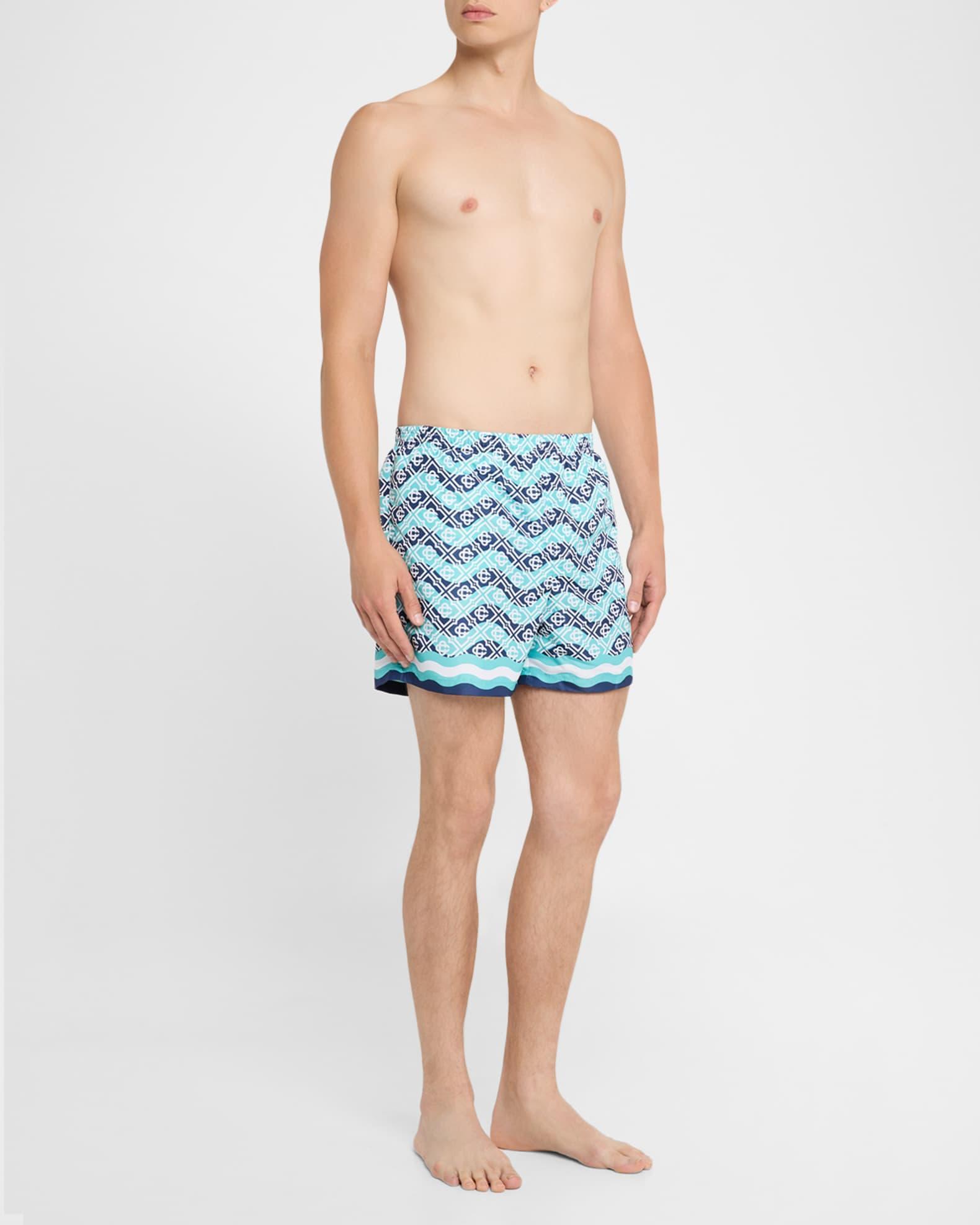 Casablanca Printed Swim Shorts in Baby Blue Product Image