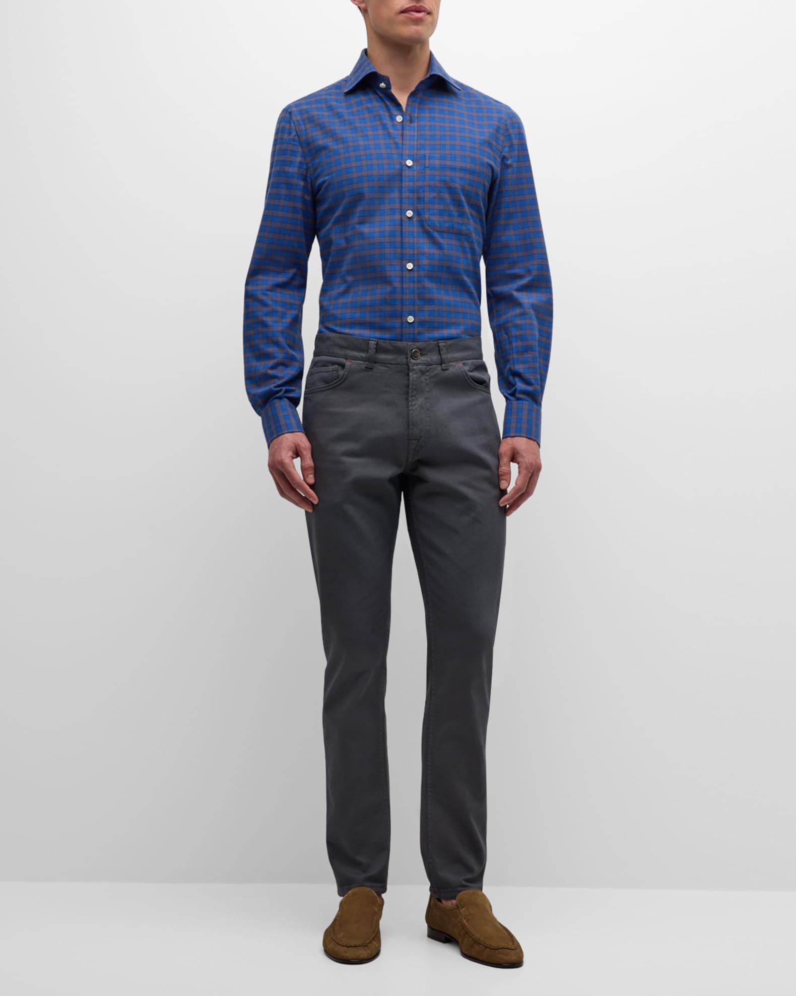 Men's Cotton Gingam Check Casual Button-Down Shirt Product Image