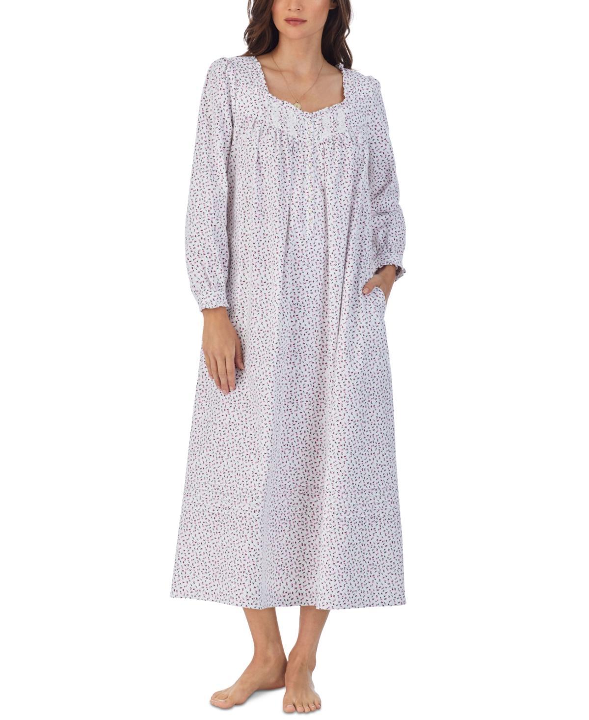 Eileen West Cotton Flannel Long Sleeve Ballet Gown (Ditsy Rosebuds) Women's Pajama Product Image