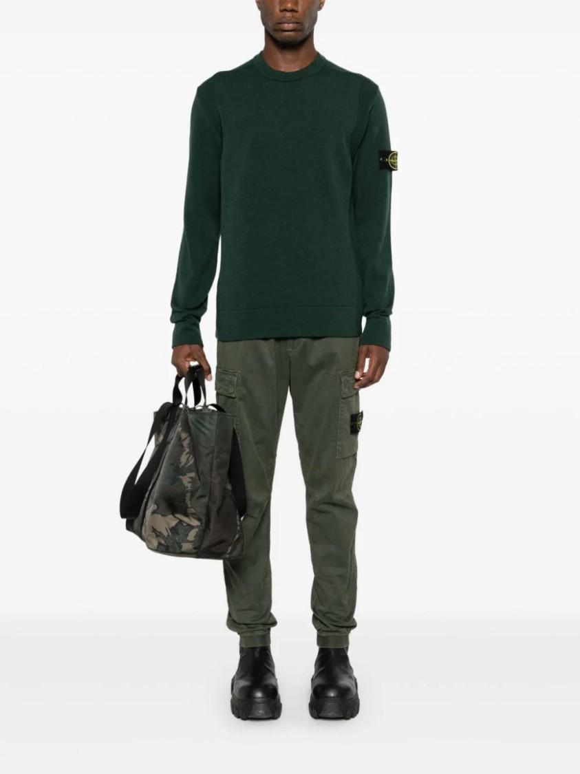 STONE ISLAND Compass-badge Long-sleeve Jumper In Green Product Image