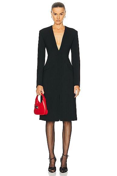 Ferragamo Low Cut Midi Dress in Black Product Image