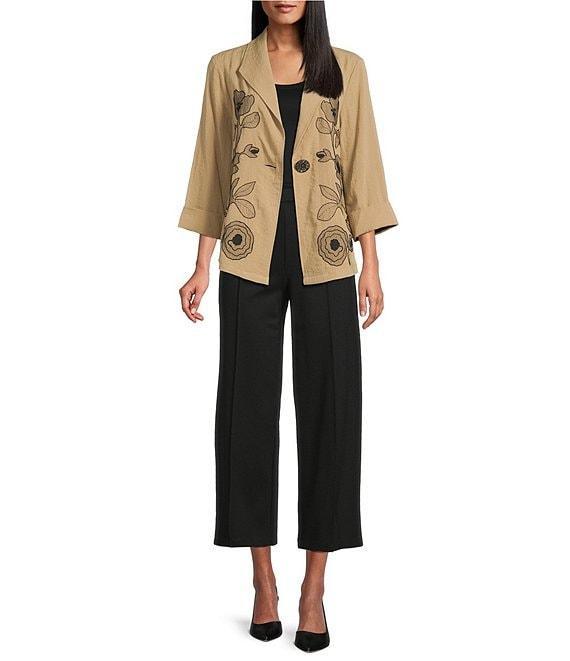 Multiples Wide-Leg Pintuck Pull-On Cropped Pants Product Image