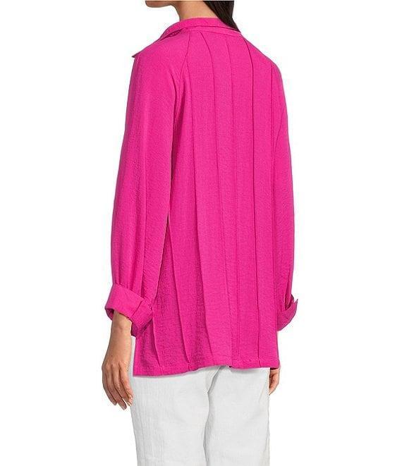 John Mark Wire Collar Split V-Neck 3/4 Sleeve Pintuck Detail Top Product Image