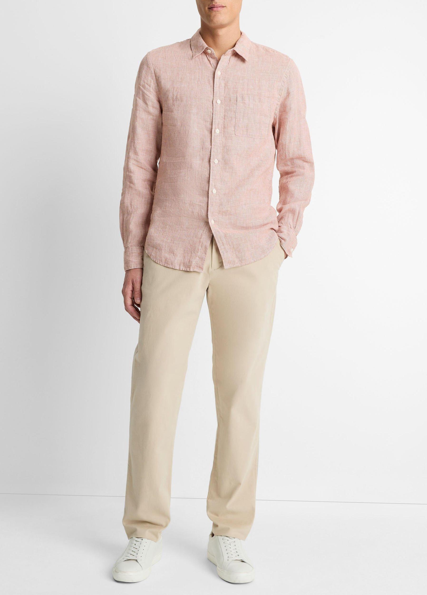 Houndstooth Linen Button-Front Shirt Product Image