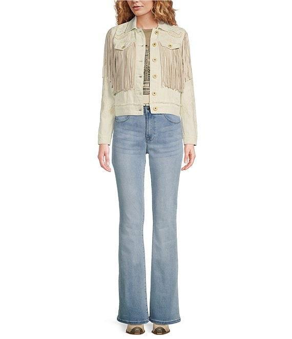 Scully Western Embroidered and Fringe Detailed Western Denim Jean Statement Jacket Product Image