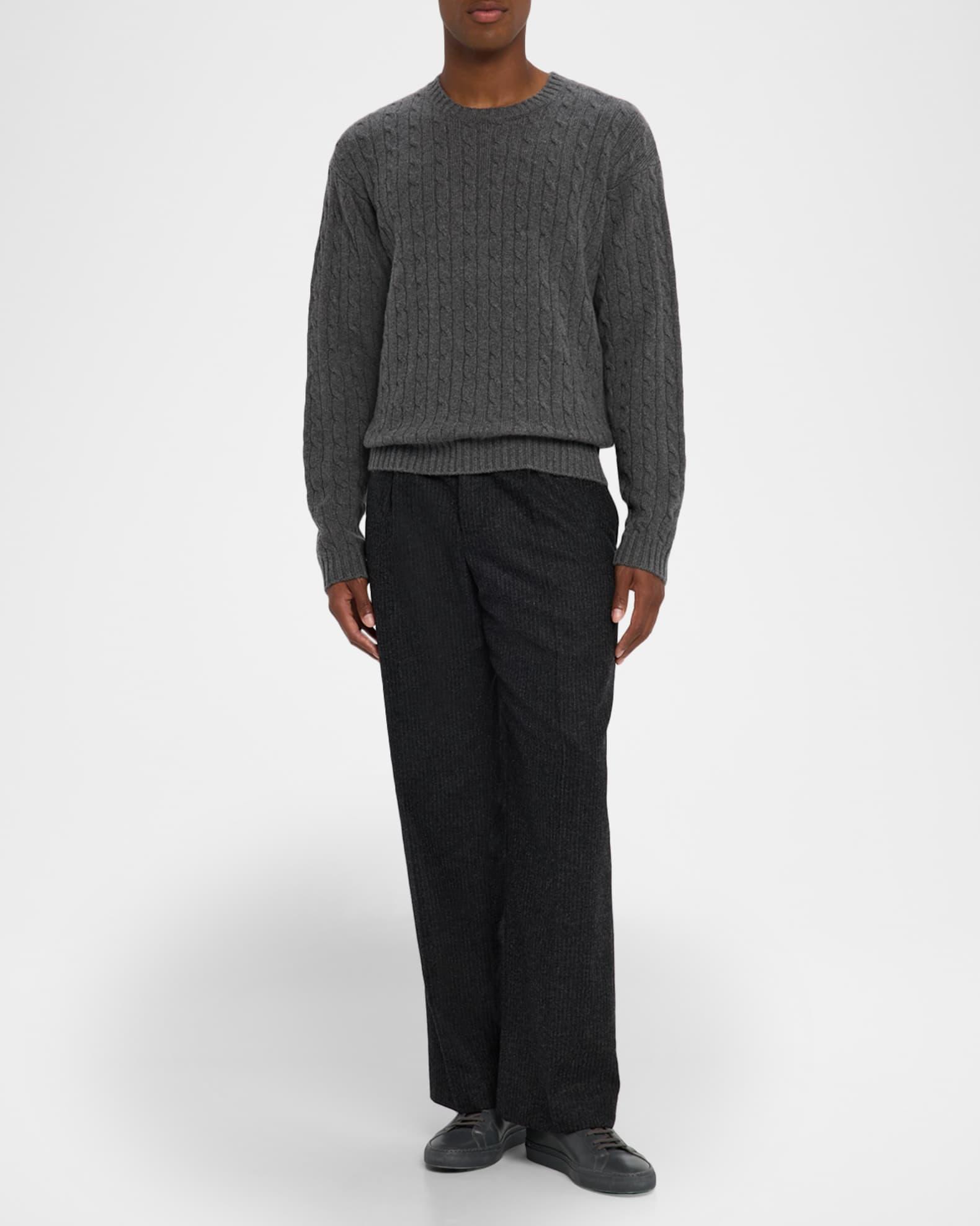 Men's Cable Knit Cashmere and Wool Crewneck Sweater Product Image