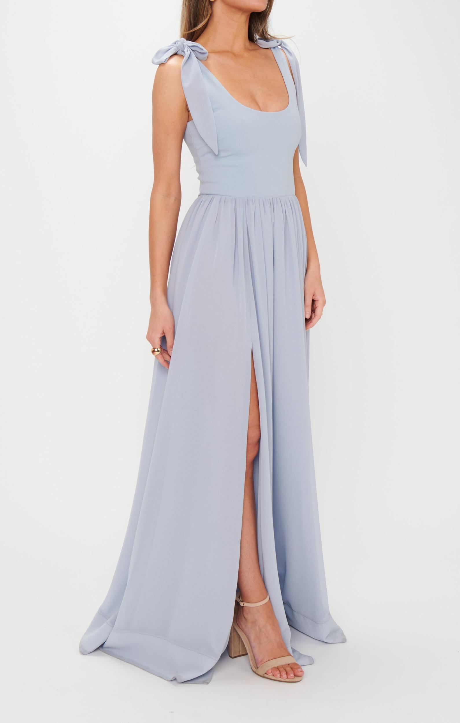 Harper Maxi Dress ~ Steel Blue Chiffon Product Image