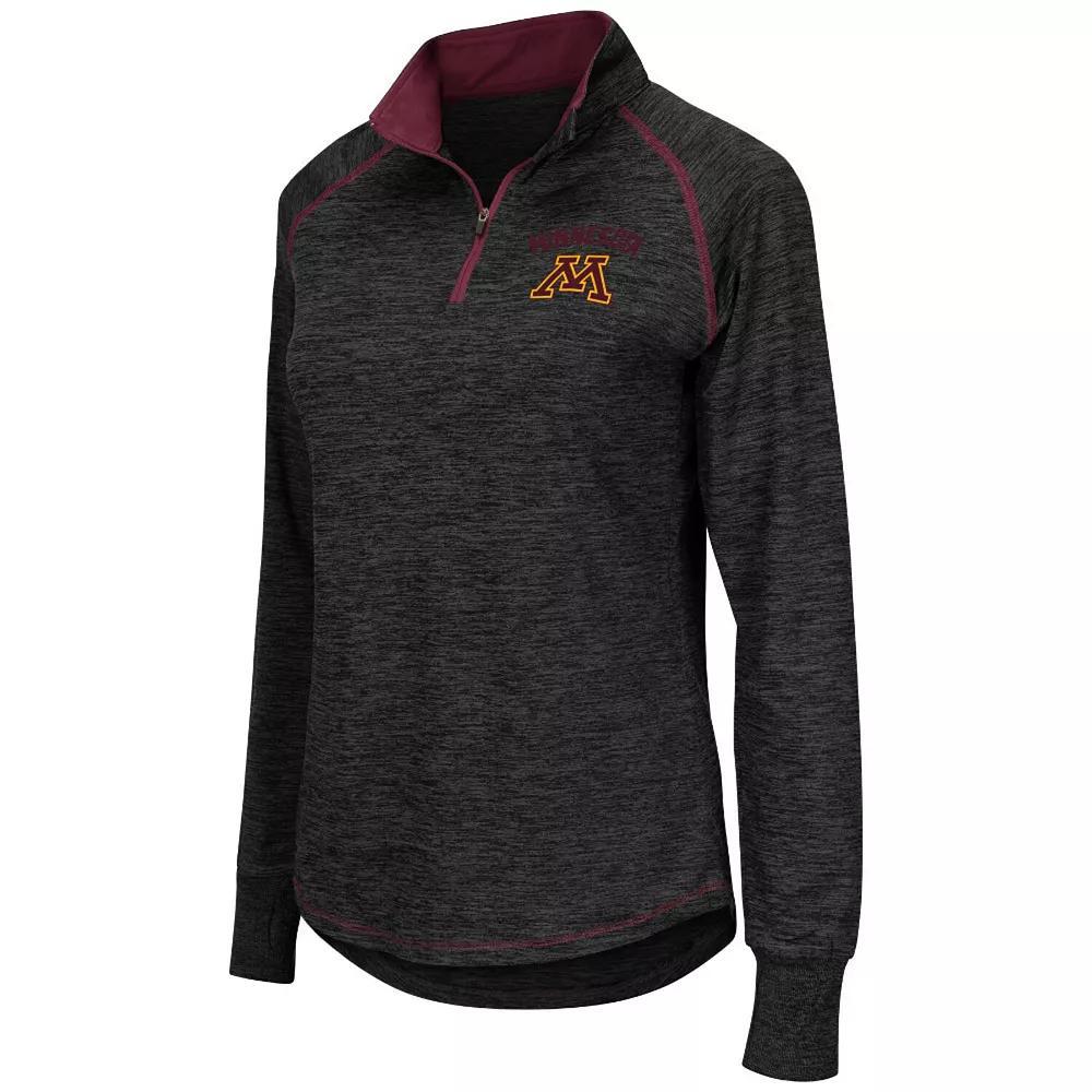 Women's Colosseum Black Minnesota Golden Gophers Bikram 1/4 Zip Long Sleeve Jacket,  Product Image
