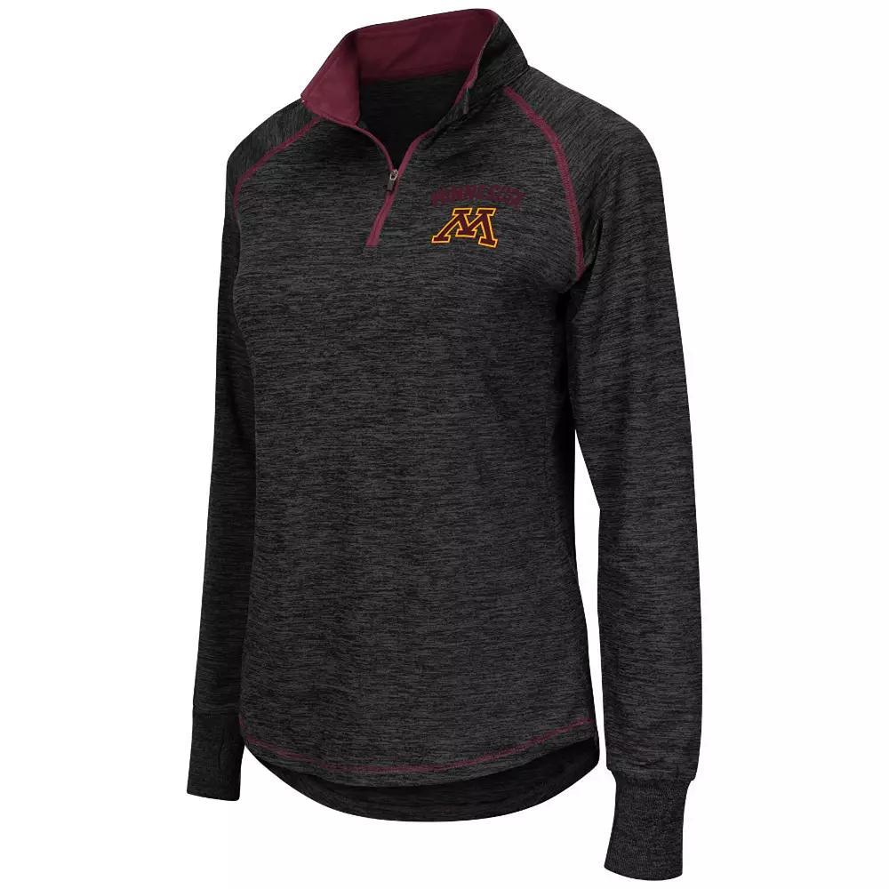 Women's Colosseum Black Minnesota Golden Gophers Bikram 1/4 Zip Long Sleeve Jacket,  Product Image