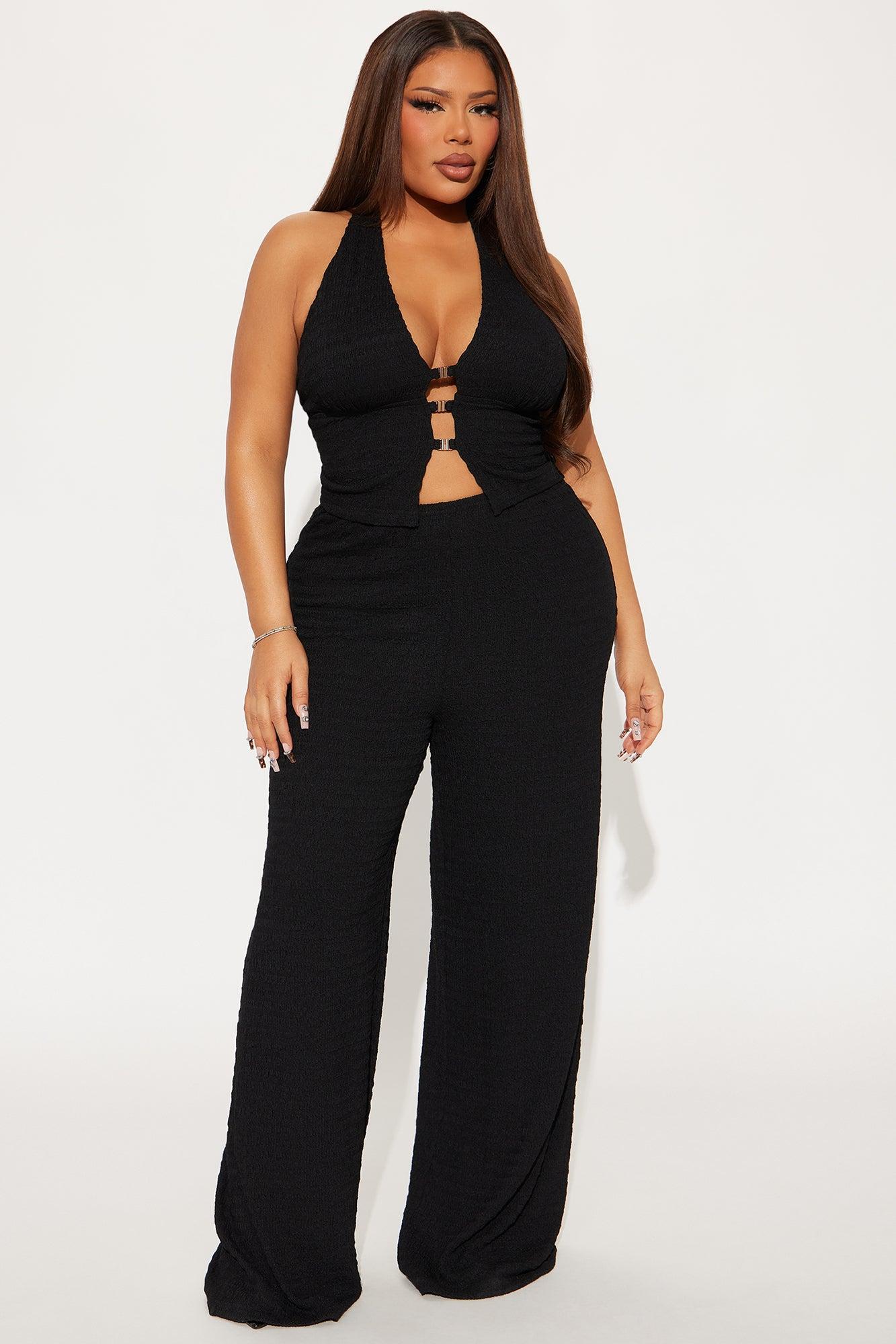 Lulu Halter Top Pant Set - Black Product Image