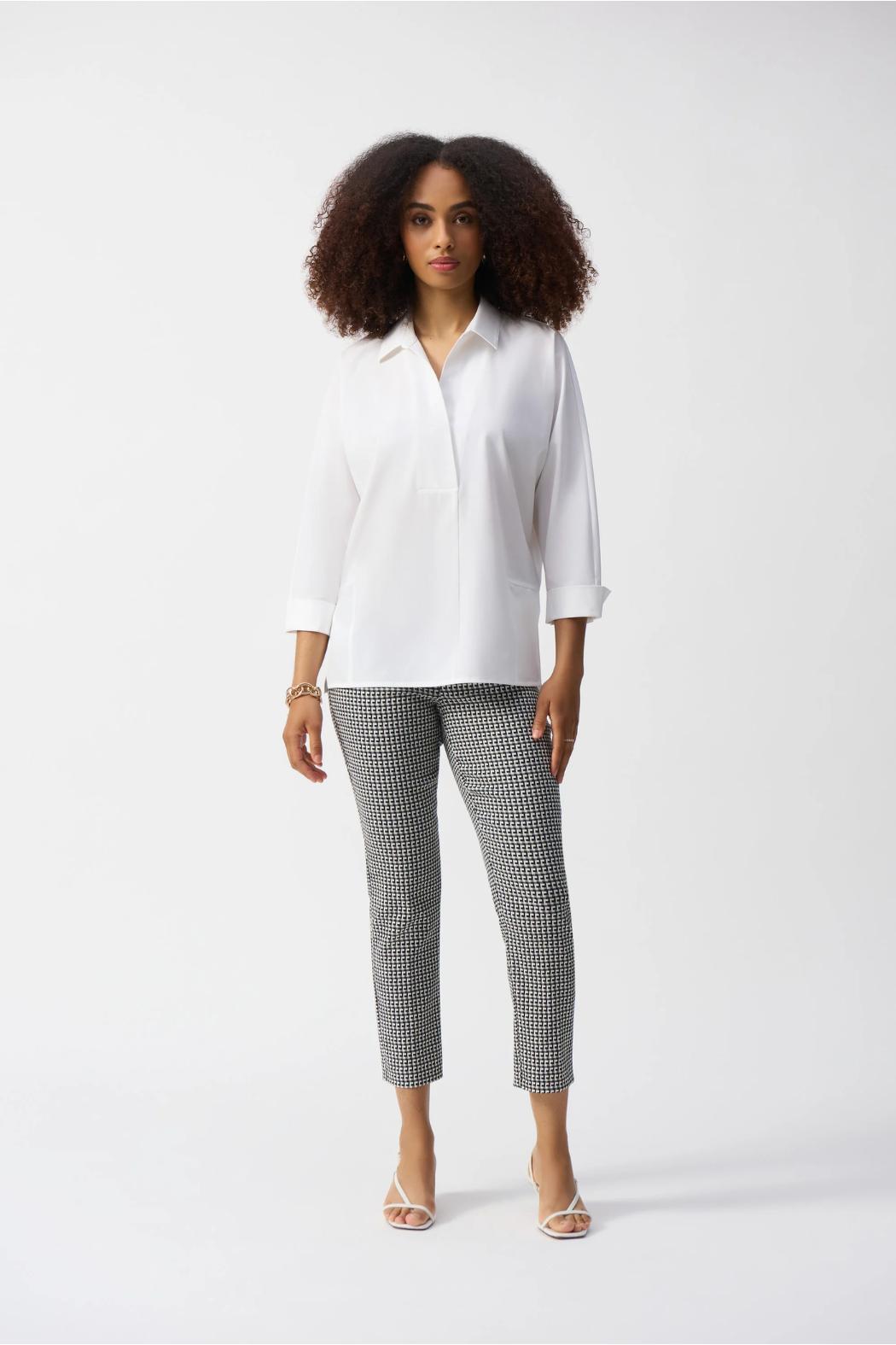 Poplin Boxy Shirt With Overlapping V-Neck Product Image