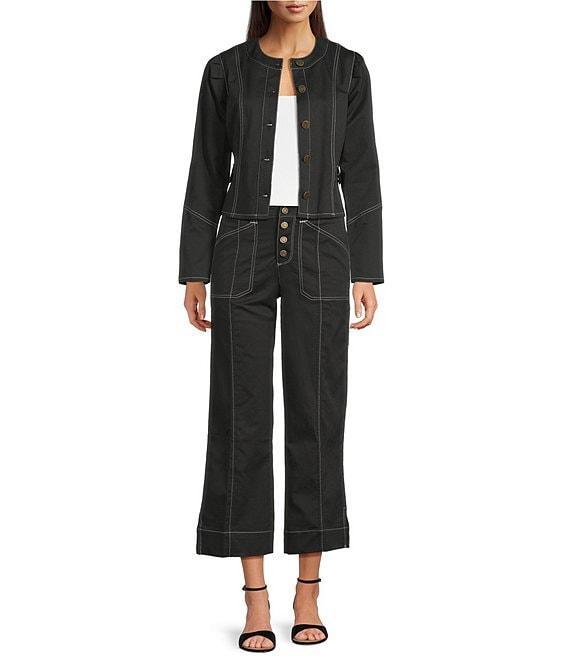 KARL LAGERFELD PARIS Contrast Trim Wide Leg Coordinating Pants Product Image