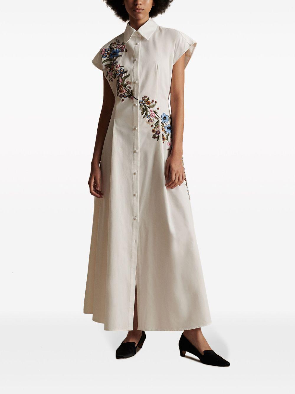 Dejeuner floral-embroidered shirtdress Product Image