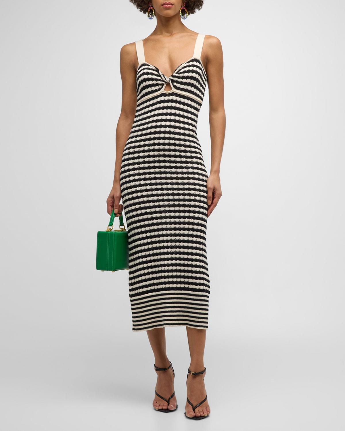 Womens Jessa Striped Cotton-Blend Midi-Dress Product Image