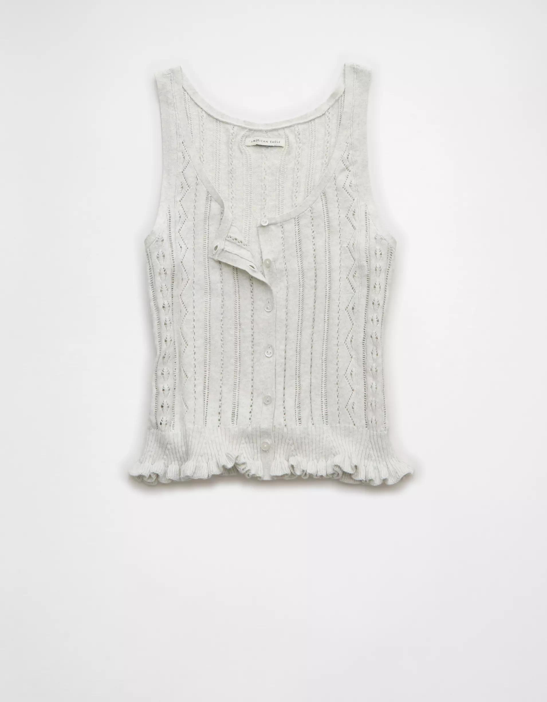 AE Pointelle Peplum Sweater Tank Top Product Image