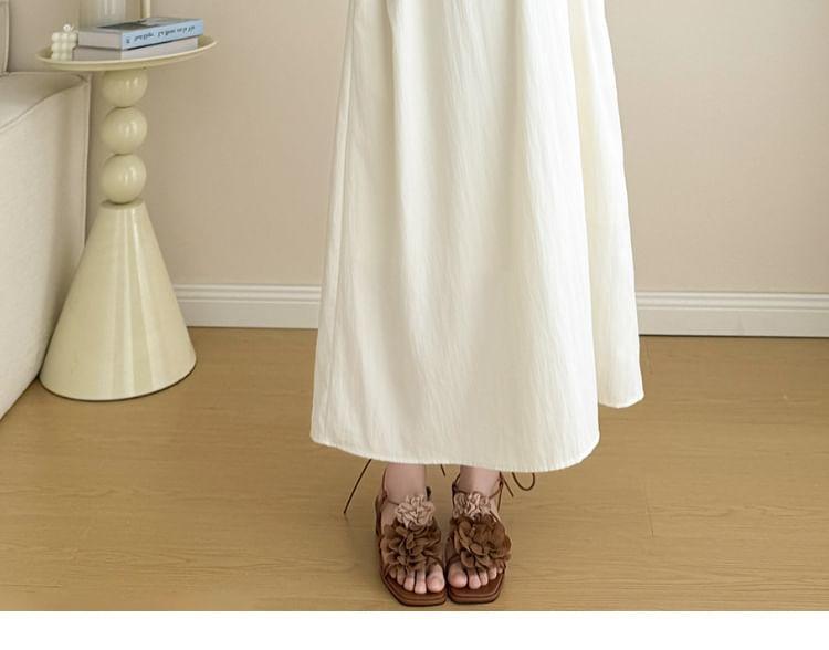 Maternity Short Sleeve Round Neck Shell Detail Maxi A-Line Dress Product Image