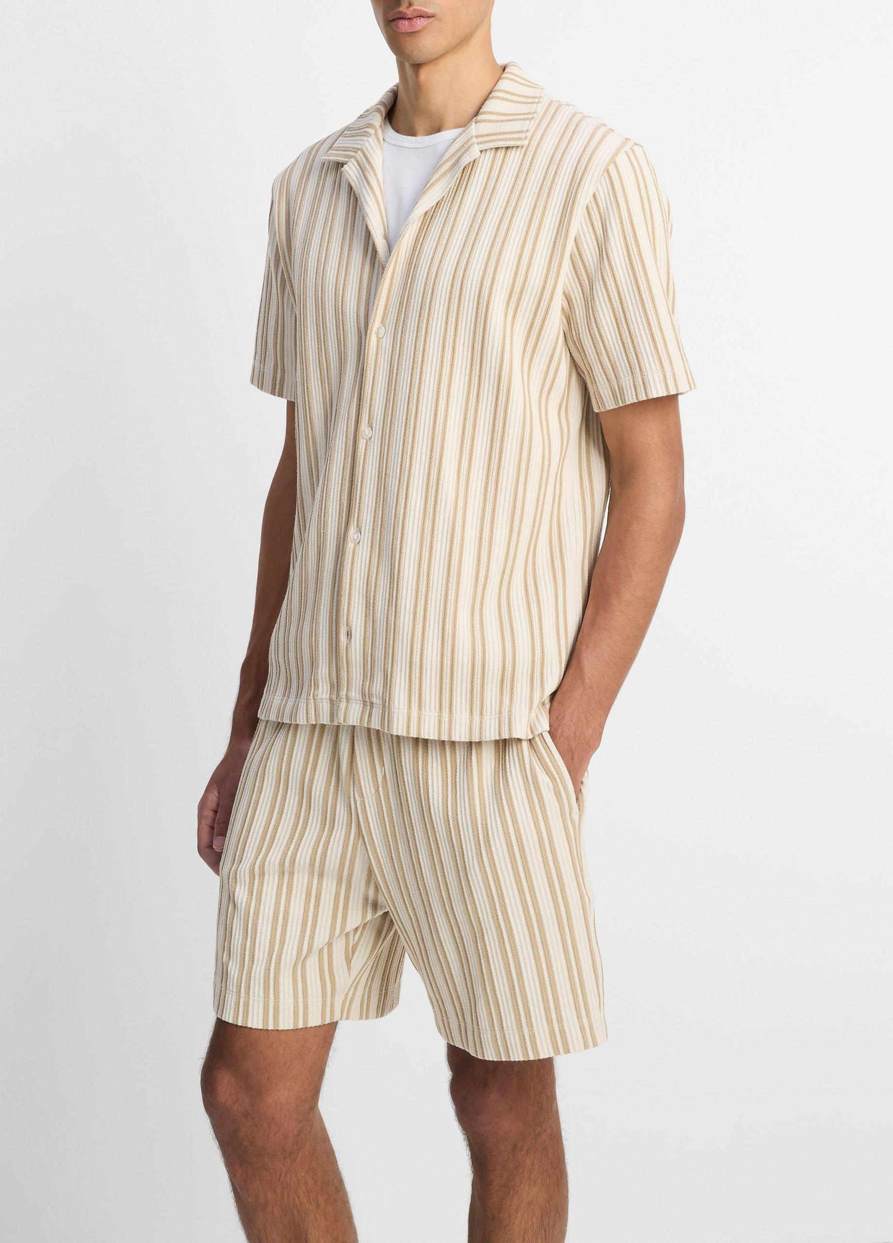 Jacquard-Stripe Cotton-Blend Button-Front Shirt Product Image