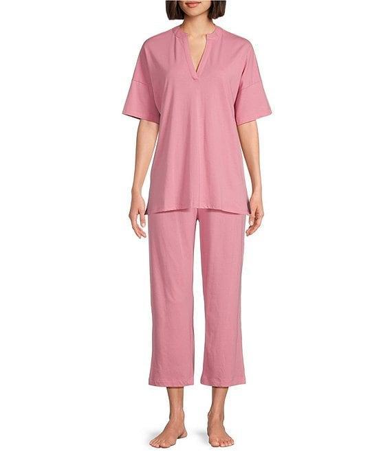 N by Natori Solid Knit Drawstring Tie Waist Side Pocket Coordinating Cropped Lounge Pant Product Image