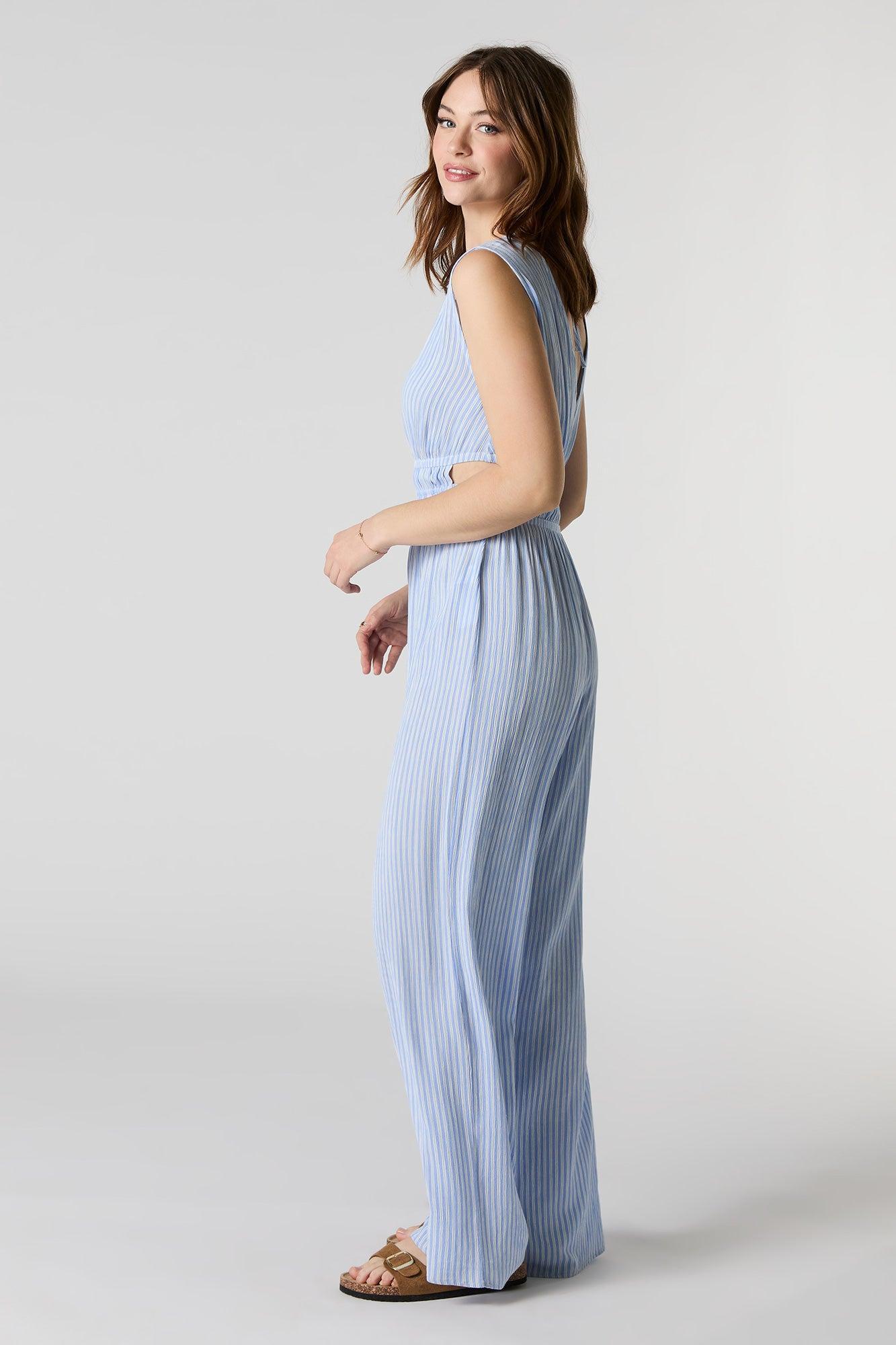 V-Neck Cut-Out Wide Leg Jumpsuit Female Product Image