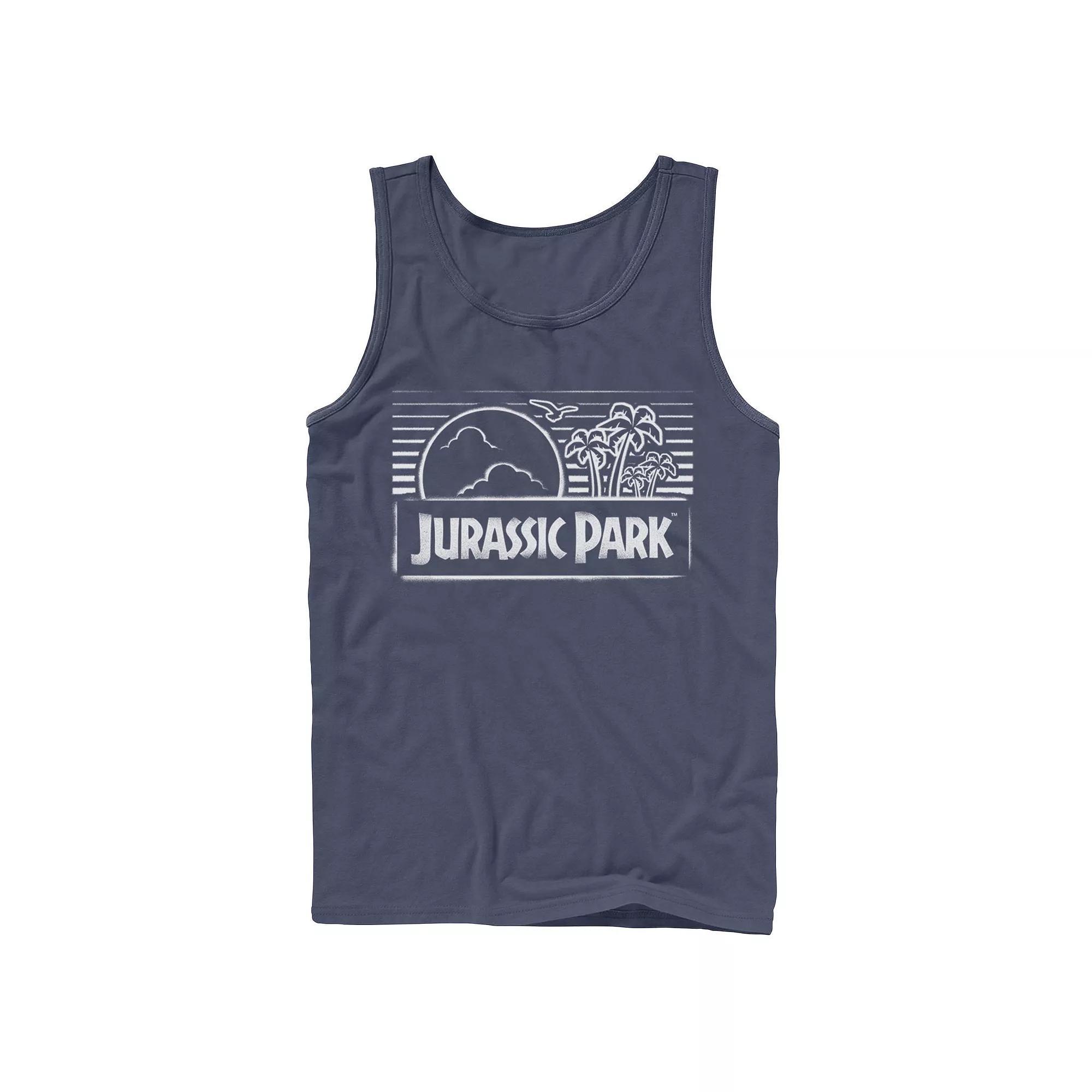 Men's Jurassic Park Spray Painted Stencil Logo Tank Top,  Product Image