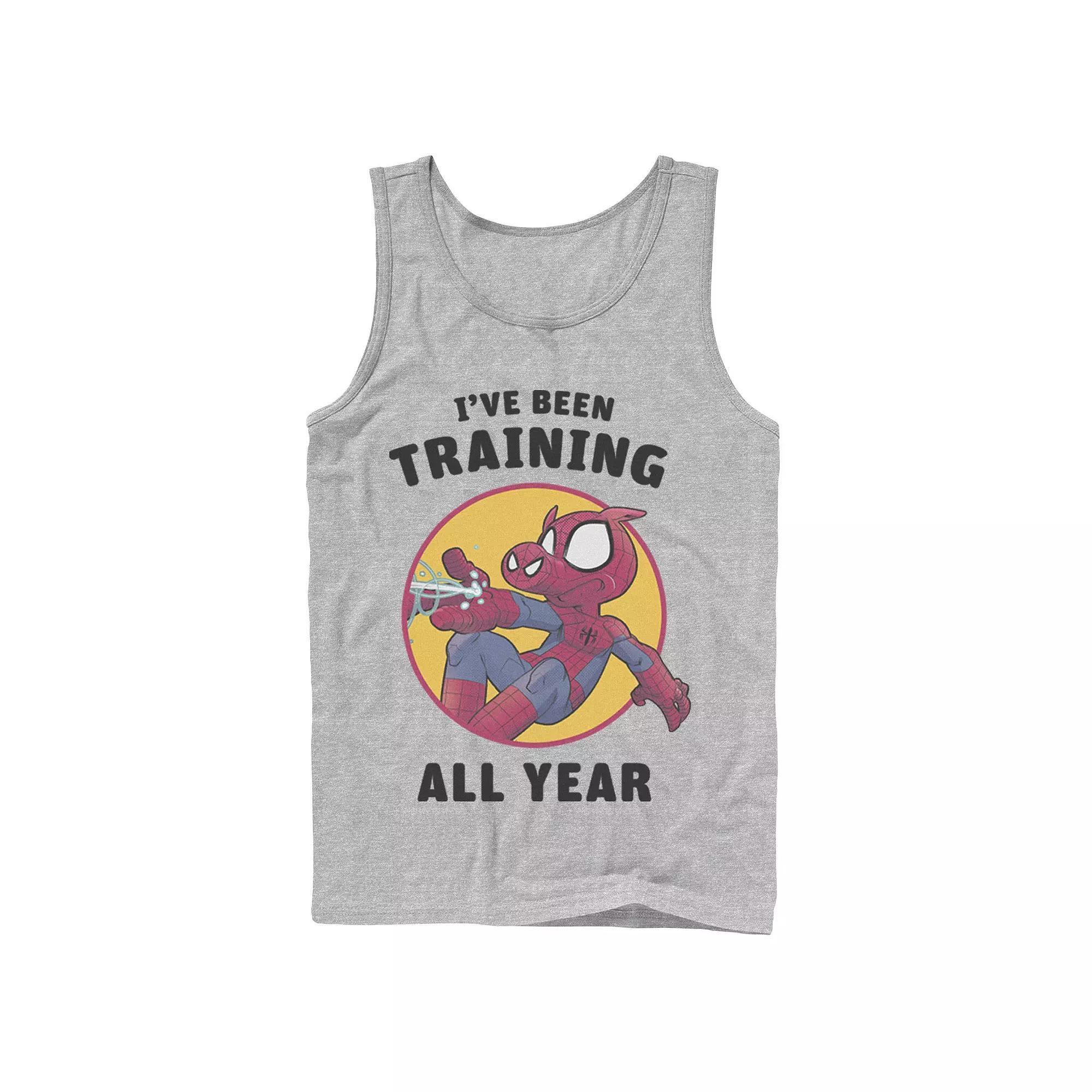 Men's Marvel Spider-Ham I've Been Training All Year Tank Top, Boy's, Size: Large, Athletic Grey Product Image