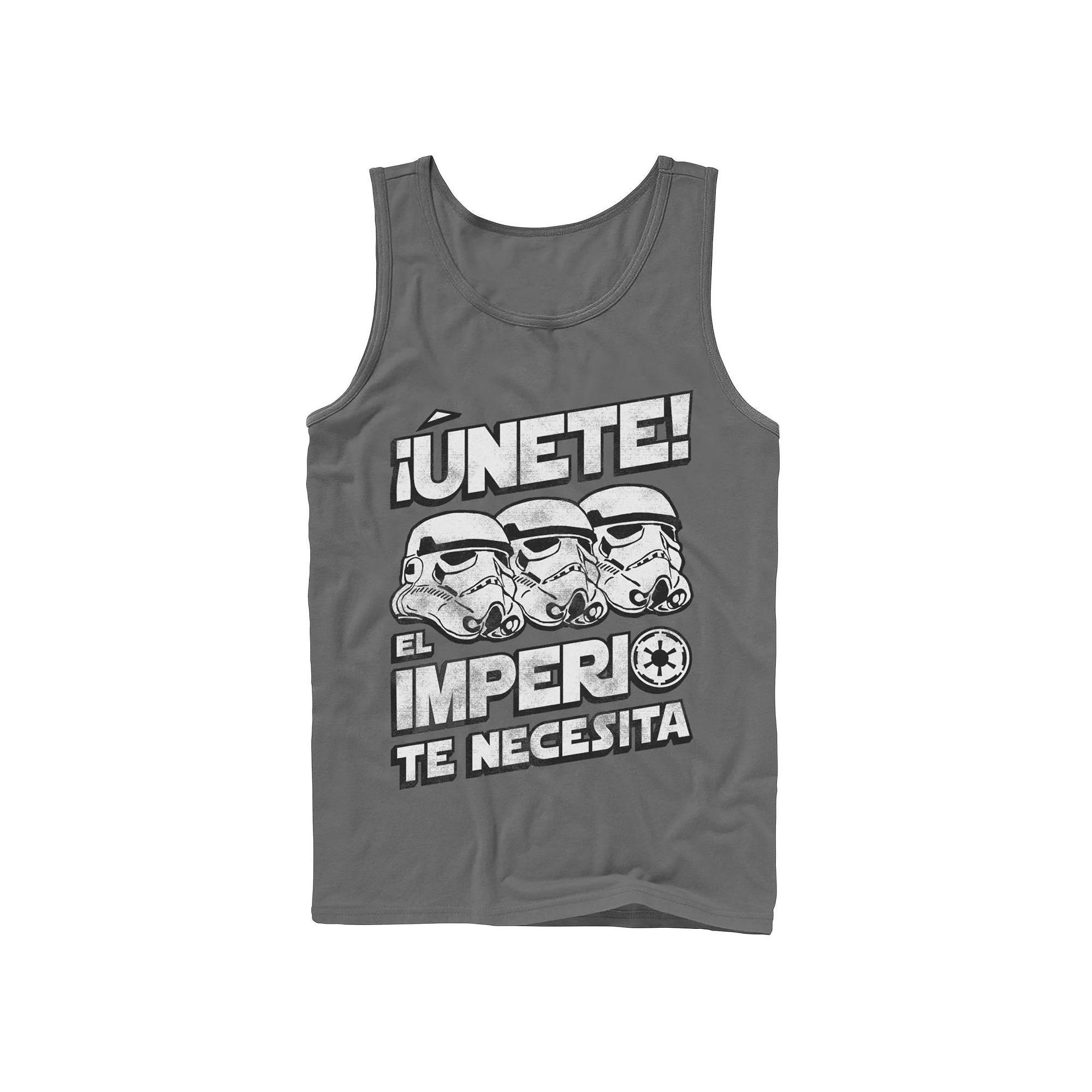 Men's Star Wars Unete El Imperio Te Necesita Stormtrooper Faded Portrait Tank Top, Size: Small, Grey Product Image