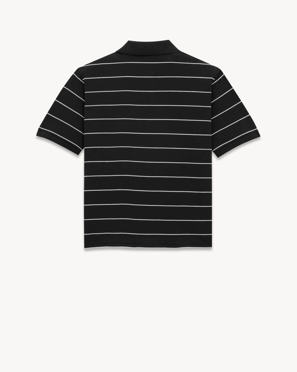 CASSANDRE POLO SHIRT IN STRIPED PIQUÉ | Saint Laurent | YSL.com Product Image