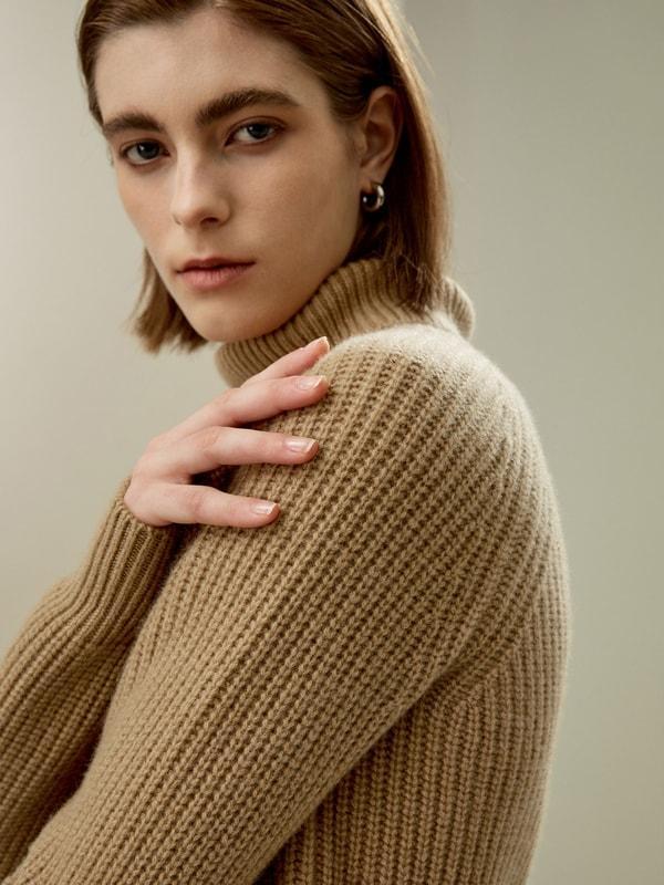 Cashmere Textured Turtleneck Sweater Product Image