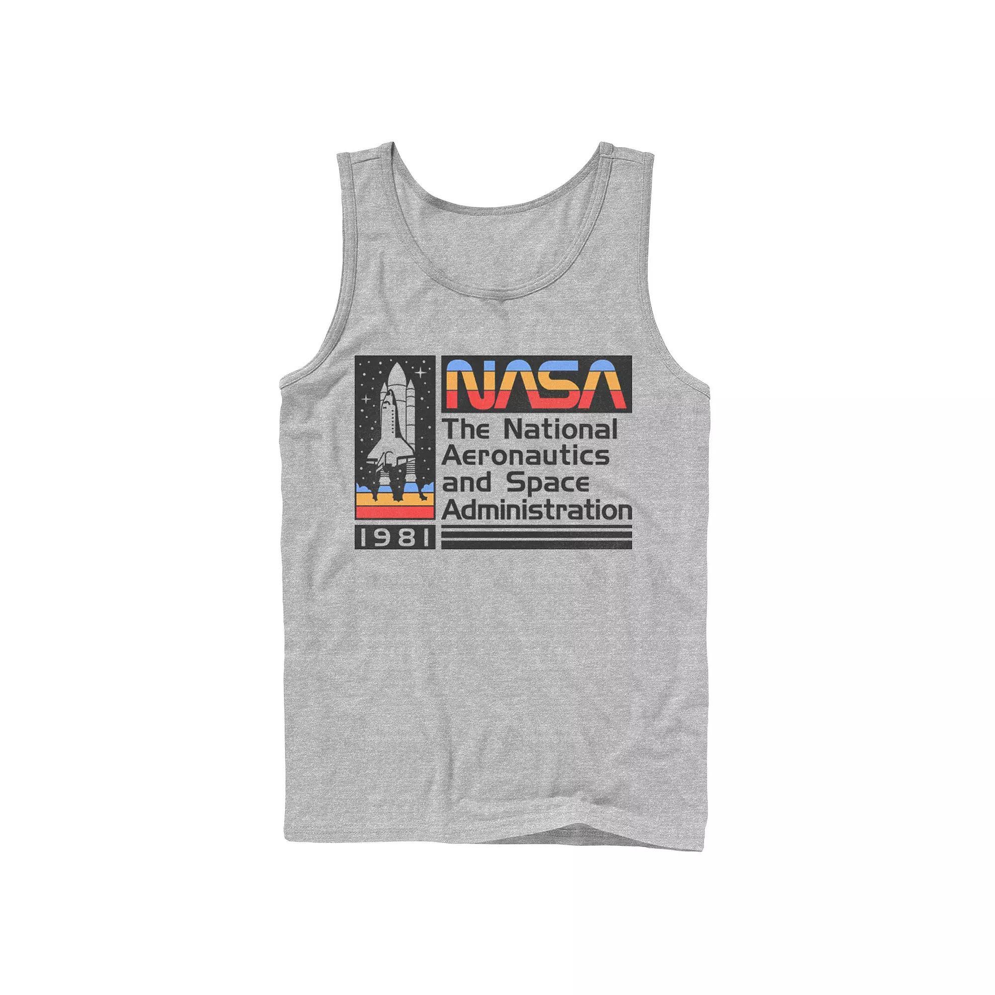 Men's NASA National Aeronautics Striped Logo Graphic Tank Top, Size: Large, Athletic Grey Product Image