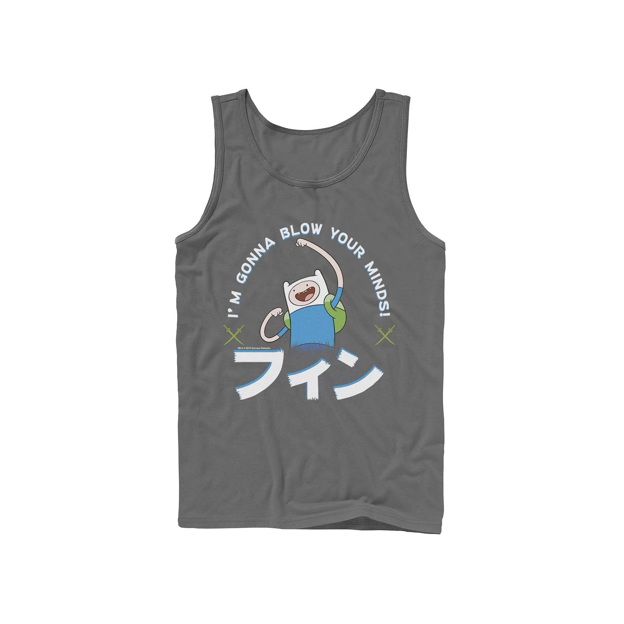 Men's Adventure Time Finn I'm Gonna Blow Your Minds Kanji Portrait Tank Top,  Product Image