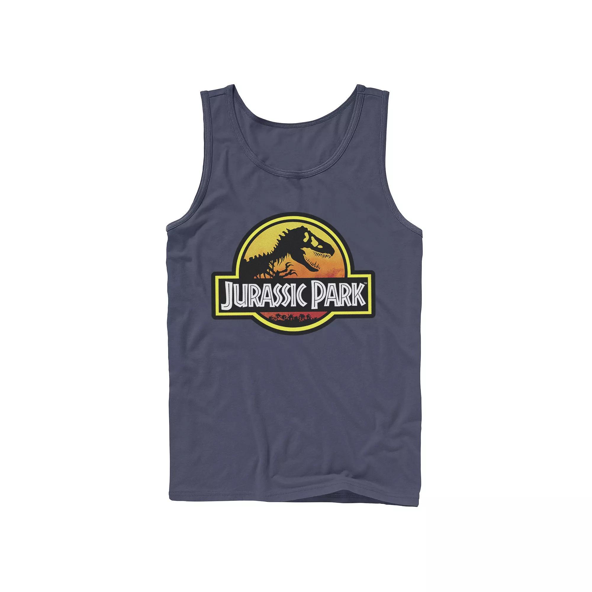 Men's Jurassic Park Sunset Circle Logo Outlined Graphic Tank Top,  Product Image