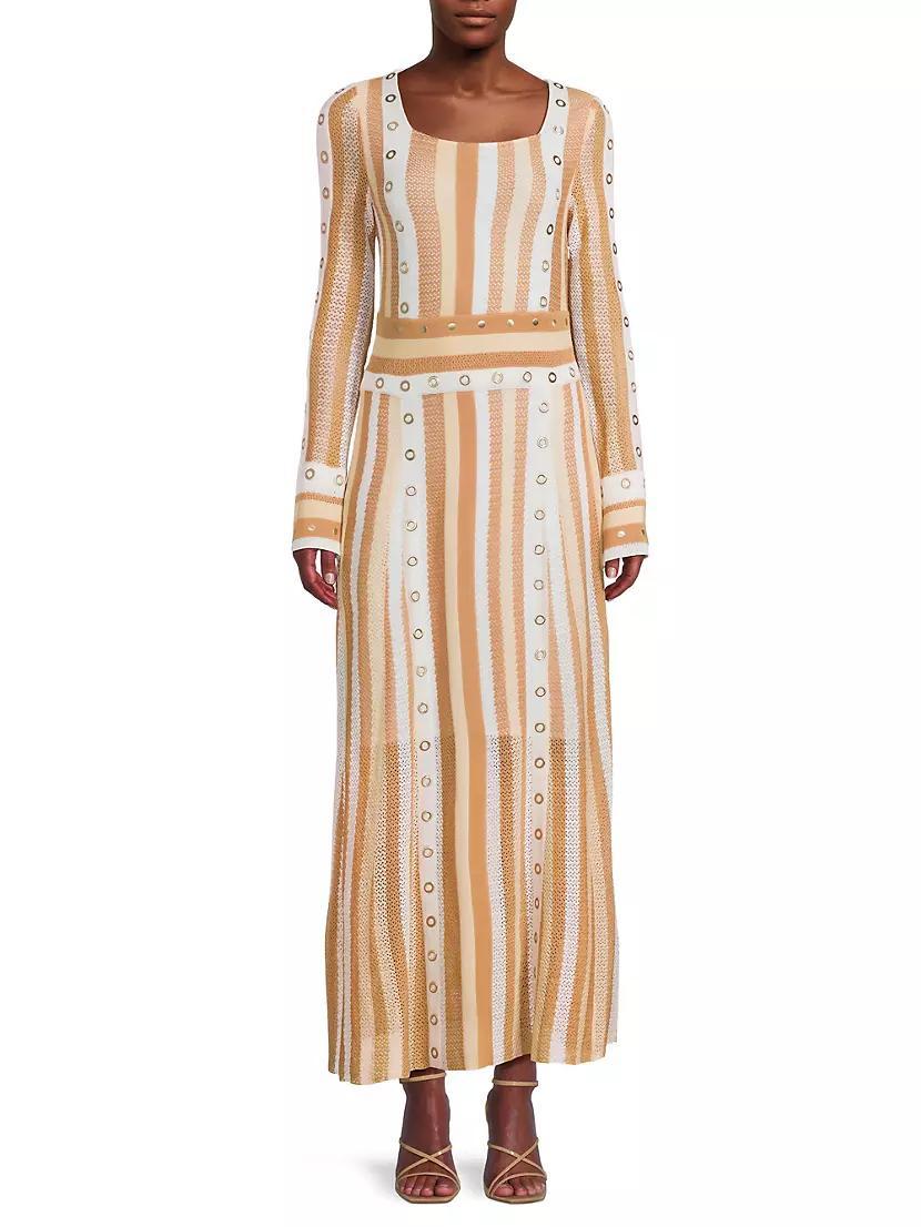 Striped Grommet Maxi Dress Product Image