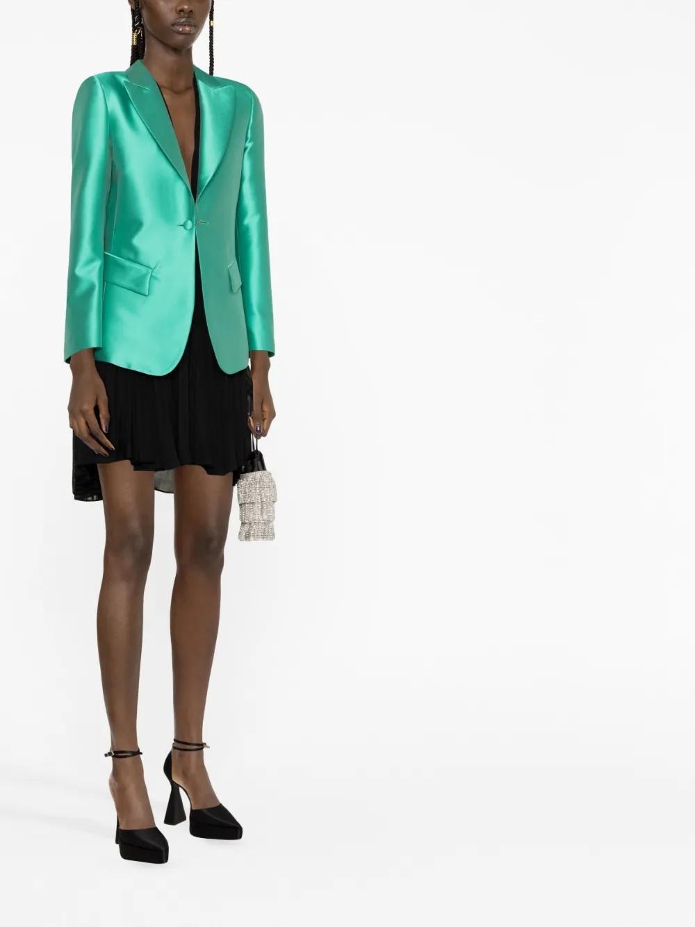 ALBERTA FERRETTI Single Breast Satin Blazer Jacket In Green Product Image