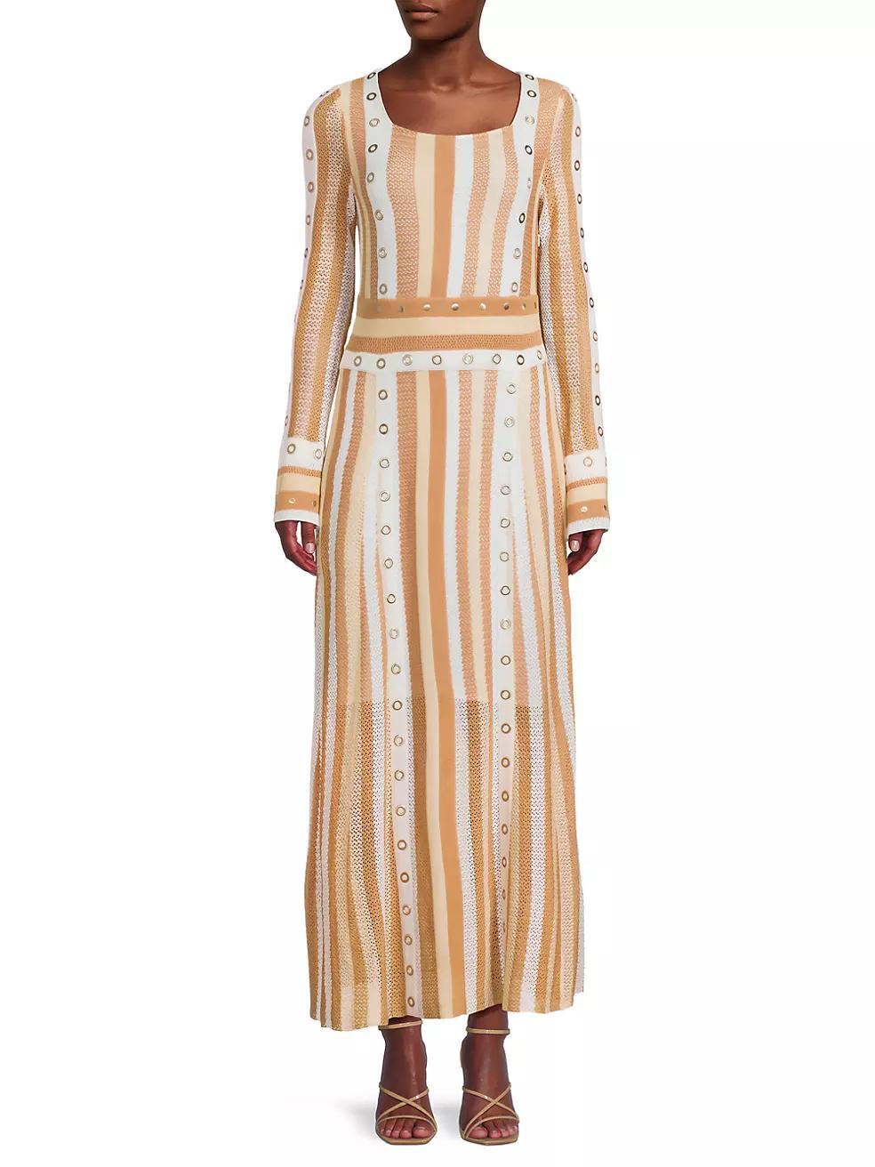 Striped Grommet Maxi Dress Product Image