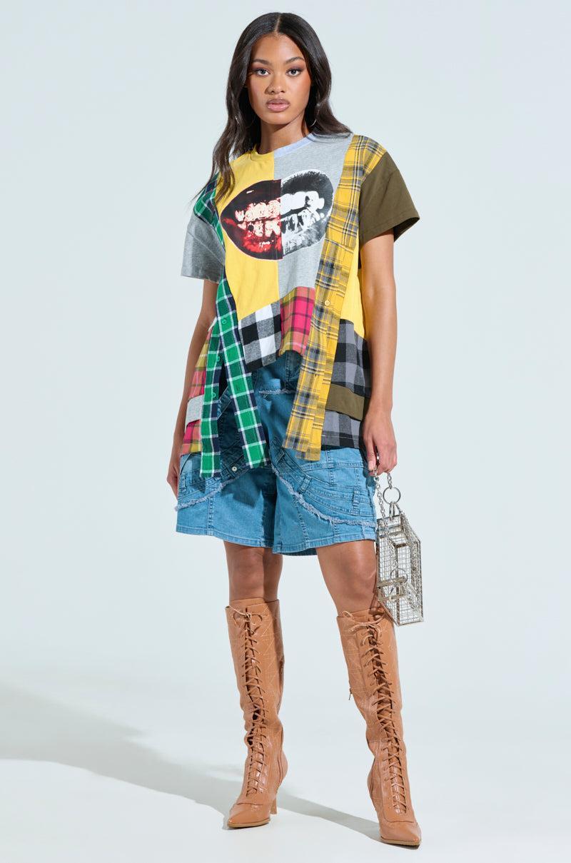 REBUILT OVERSIZED FLANNEL T-SHIRT Product Image