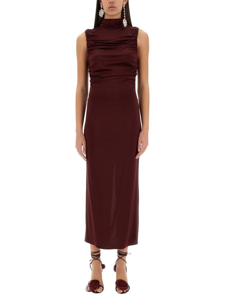 MAGDA BUTRYM Sleeveless Ruched Midi Dress In Red Product Image