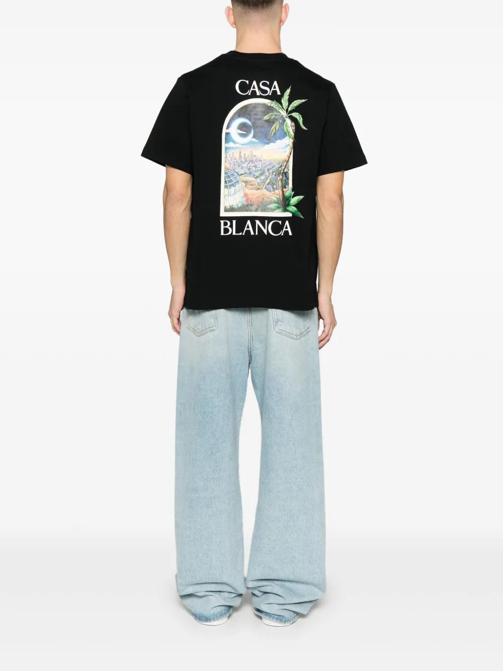 CASABLANCA Les Elements Organic-cotton T-shirt In Black Product Image