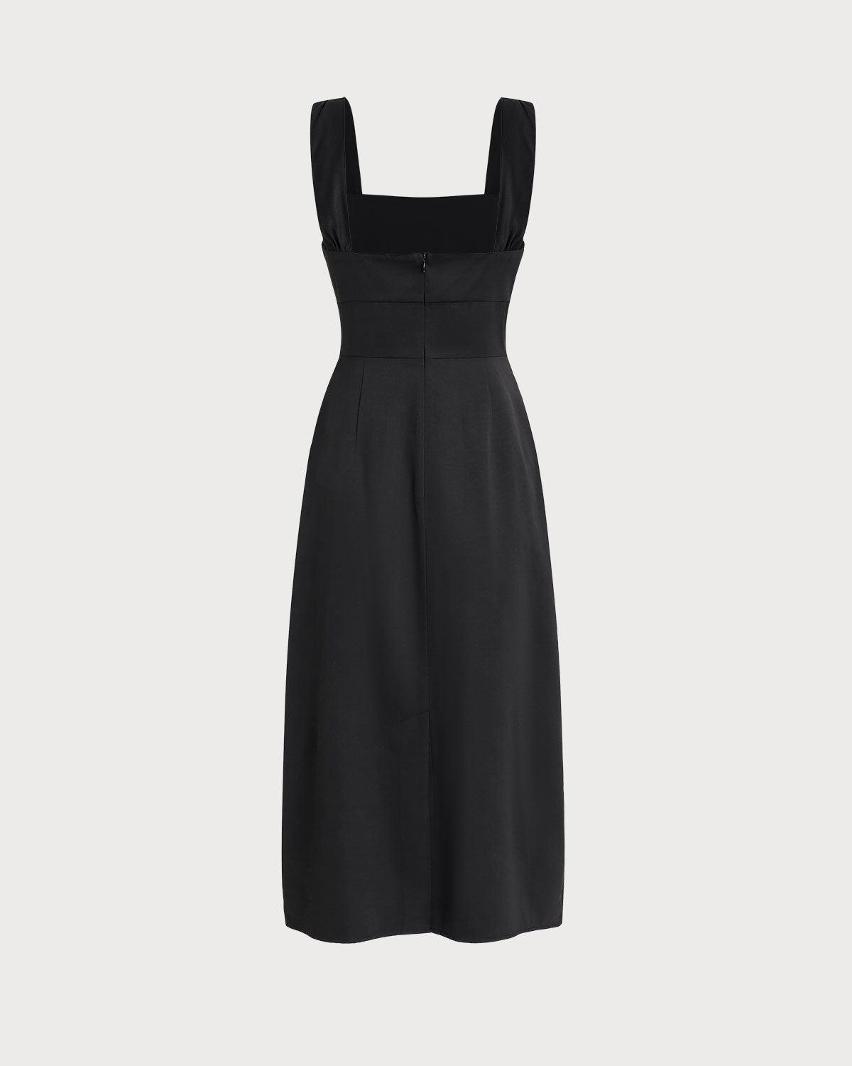 Black Ruffle Ruched Slip Midi Dress Product Image