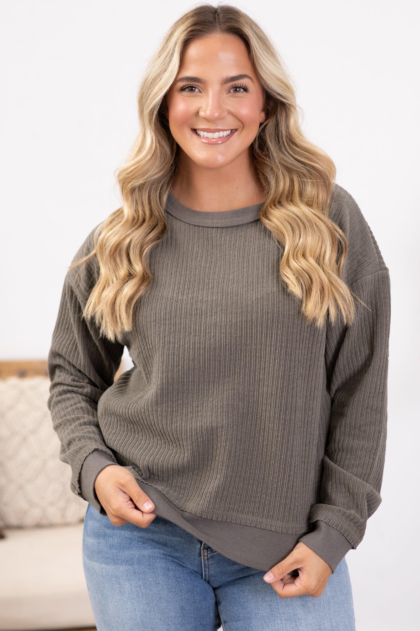Oversized Soft Textured Long Sleeve Knit Top Product Image